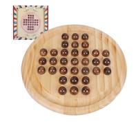 Gioco Solitaire Classico in Legno Massivo Gomma, Tavolo da Gioco Fatto a Mano con 33 Biglie di Legno Levigate, Gioco di Strategia Mentale per Bambini e Adulti, Gioco da Tavolo Monopersonale Educativo