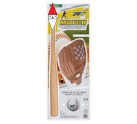 GIOCO SPORTIVO MANDELLI SET BASEBALL MATCH GUANTO PALLA E MAZZA