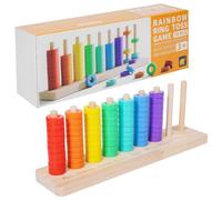 Gioco Stack di colori - Cornice per contare arcobaleno per bambini, giocattoli in legno per ordinare i colori con 70 anelli, strumento per l'apprendimento della matematica Montessori per bambini dai