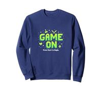 Gioco su Start Retro Pixel Gamer Felpa, Unisex per Adulti, Navy, L