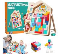 Gioco Tetris, puzzle in legno, 40 blocchi, puzzle in legno, gioco di puzzle, interazione genitore-figlio, Montessori legno Tetris, aiuto per illuminare i bambini