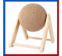 Gioco Tiragraffi per Gatti Palla Sisal Rotante con Base Legno + Erba Gatta