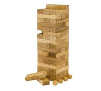 Gioco Torre in Legno 4 in 1 per Bambini, Torre Classica, Gioco con Dadi, Impara i Numeri e Puzzle Educativo, 54 Mattoncini e 4 Dadi Inclusi, Età 36M+