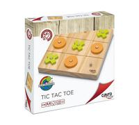 Cayro - Tic Tac Toe - + 6 Anni - Modello In Legno - Gioco Da Tavolo Per Bambini E Adulti - 3 Di Fila Decorativi - Fiches Verdi E Arancioni - 2 Giocatori