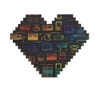 Gioco Video Gaming Pattern Print Building Brick Block Puzzle - Puzzle a forma di cuore immagine, puzzle in legno immagine