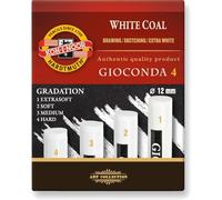 Koh-I-Noor Gessetti Gioconda 4 pezzi – extra morbidi, morbidi, medi, duri – bianco