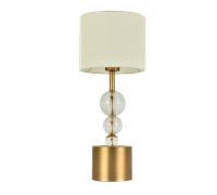 GIOCONDA-L Lampada da tavolo 1 luce in ottone brunito spazzolato e paralume beige attacco E14