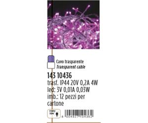 GIOCOPLAST 143 10436 96 LUCI NATALIZIE 24V LED VIOLA CAVO TRASPARENTE ESTERNO