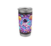 Giocoso Astronauta Nuoto in Cosmic Candy Land Bicchiere termico in acciaio inox doppia parete
