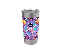 Giocoso Astronauta Nuoto in Cosmic Candy Land Bicchiere termico in acciaio inox doppia parete