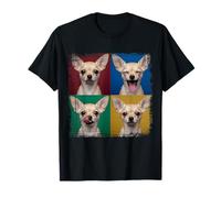Giocoso Chihuahua Dog Expressions Quad Panel Art Maglietta