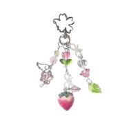 Giocoso Fragola E Fiori Portachiavi Perline Accessori Per Portamonete Portachiavi Fatto A Mano Ciondolo Da Tasca Per Donne E Ragazze Elegante Portafogli Accessori Regalo, a, Taglia unica