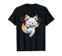 Giocoso Kitsune Fox Kawaii Colore Splash Personaggio Maglietta