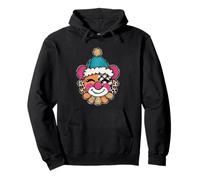 Giocoso Patchwork Clown Face Allegro Espressione Felpa con Cappuccio
