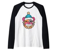 Giocoso Patchwork Clown Face Allegro Espressione Maglia con Maniche Raglan