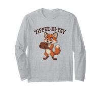 Giocoso Western Yippee-Ki-Yay Cartoon Fox Treasure I Maglia a Manica