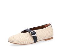 Gioia A. Ballerine in rafia cinturino in pelle e tacco 1 cm