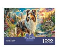 Gioia nel paesaggio Logica Per Feste Regalo - 1000 Pezzi Busta Di Puzzle A Rompicapo Cane Collie con Abilità Logica Per Giochi, Il Miglior Regalo Per Gli Amanti Dei Puzzle Sociali 38x26cm/1000p