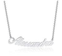 GioiaPura - Collana con nome con scritta "Alessandra" in corsivo. Realizzato in argento 925 rodiato. Scopri tutti i nomi anche nella versione oro. Ideale per regalo compleanno| Natale| Amicizia