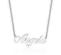 GioiaPura, Collana con Nome in argento sterling 925 rodiato. Prodotto in Italia. Nome Angela - Collezione Nominum. Idea regalo Laurea | Amicizia | Natale | Compleanno | Cerimonia | Matrimonio | Fest