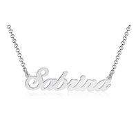 GioiaPura, Collana con Nome in argento sterling 925 rodiato. Prodotto in Italia. Nome Sabrina - Collezione Nominum. Idea regalo Laurea | Amicizia | Natale | Compleanno | Cerimonia | Matrimonio | Fes