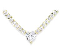 GioiaPura Collana da donna della collezione amore eterno Collana realizzata in argento 925 galvanica oro con zirconi bianchi e zircone centrale a cuore. La collana è lunga 40 cm con chiusura a ca