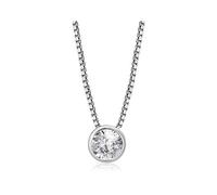GioiaPura - Collana donna punto luce in argento 925. Ciondolo con zircone tondo bianco taglio diamante. Collana semplice e brillante. Idea regalo compleanno| Natale| fidanzamento