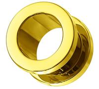 Gioielleria da Piercing all'orecchio in Tunnel per Carne in Acciaio Chirurgico anodizzato Oro 316L da 10 mm