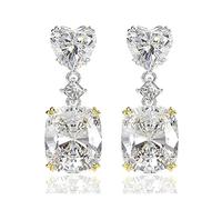 Gioielleria di moda 925 Sterling Silver Cuore Creato Moissanite Citrino Pietra Preziosa Oro Bianco Goccia Ciondola Gli Orecchini Gioielleria Raffinata Orecchini Stud Set (Size : Weiß)