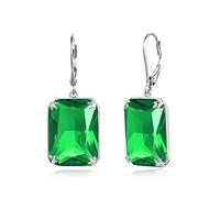 Gioielleria di moda Orecchini da donna in argento massiccio 925 blu acquamarina 13 * 18mm rettangolo pietre preziose orecchini pendenti gioielli vintage orecchini set (Size : Emerald)