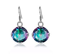Gioielleria di moda Orecchini da donna in argento sterling 925 con grandi pietre preziose, topazio mistico, orecchini pendenti con gioielli fini