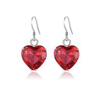 Gioielleria di moda Orecchini femminili di lusso Orecchini in pietra di rubino con cuore for le donne Orecchini a goccia con gioielli Fasion di fidanzamento Orecchini con perno (Color : Silver, Size