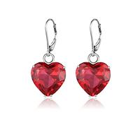 Gioielleria di moda Orecchini femminili di lusso Orecchini in pietra di rubino con cuore for le donne Orecchini a goccia con gioielli Fasion di fidanzamento Orecchini con perno (Color : Antique Silve