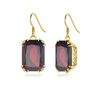 Gioielleria di moda Orecchini in argento for donna Argento sterling 925 Colore oro Grande pietra preziosa granato Orecchini unici for gioielli fini