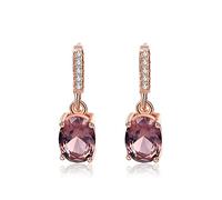 Gioielleria di moda Orecchini in argento sterling 925 Orecchini ovali con pietre preziose Morganite pendenti in oro rosa con diamanti Orecchini pendenti con gioielli fini