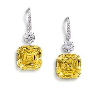 Gioielleria di moda Orecchini pendenti in argento sterling 925 vintage for donna tagliati 14 * 14 mm pietra preziosa citrino pietra preziosa gioielli regalo orecchini set