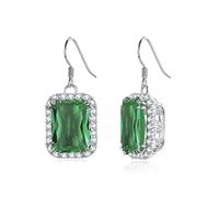 Gioielleria di moda Orecchini vintage con pietre preziose acquamarina in argento sterling 925 for donna Set di orecchini di gioielli scintillanti for feste di matrimonio (Size : Emerald)