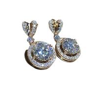 Gioielleria di moda Solido oro 24 carati gioielli 2 carati di diamanti for le donne fine matrimonio gemma granato gioielli regalo orecchini set