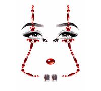 Gioielli adesivi per il viso da clown - O/S / ROSSO