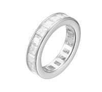Gioielli alla moda, anelli dell'amicizia, delicato eternità con taglio quadrato, moissanite 14 carati, oro bianco 14 carati, misura 50 (15,9)