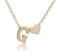 Gioielli alla moda Catena di lettere a forma di cuore di pesca semplice temperamento Lettere selvatiche Collana catena clavicola d'amore - Oro G.