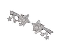 Gioielli alla moda con cristalli d'argento a forma di stella e meteore per Freeclip 1 2 clip per orecchie aggiungono eleganza e stabilità decorazione per le orecchie per occasioni speciali