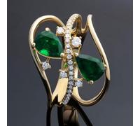 Gioielli alla moda della dichiarazione della signora degli anelli di zirconia cubica di colore verde dell'oro per il partito
