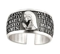 Gioielli Aurum Anello Ave Maria Argento 925 Brunito Regolabile Uomo e Donna | Anello preghiera religiosa