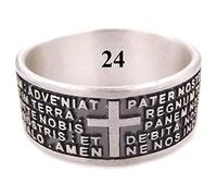 Gioielli Aurum - Anello Uomo Donna Argento 925 Padre Nostro Preghiera Latino, Religioso, Brunito, Fatto a Mano Made in Italy, Nichel-Free Ipoallergenico, Idea regalo Ragazzo Misura italiana 24