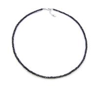 Gioielli Aurum - Collana da Uomo in Argento 925 Vero con Pietre Dure Spinello Nero Girocollo Donna - 43 cm