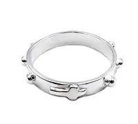 Gioielli Aurum -Fede Fedina Anello Rosario Preghiera in Argento 925 con Croce e Grani Religioso da Uomo o Donna - Misura 22