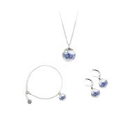 Gioielli Botanici® Parure Donna | Collana Maglie Elegance + Bracciale + Orecchini con Fiori Veri Essiccati in Ampolla di Vetro | Acciaio Inox AISI 316 | Made Italy (Non ti scordar di me)