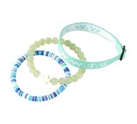 Gioielli Bracciale Magnetico Messaggio Larghezza Gioielli regolabili in argilla, con dischi in vinile Heishi e perle naturali. Gioiello per battesimo e ciondoli in argento elastico, Taglia unica