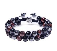 Gioielli Bracciali Pietra Naturale Intreccio a Due Strati Regolabile per Lui e per lei Bracciale Chakra con Vere Pietre Naturali 8 mm Ottimo Regalo per Le Donne - 30 cm